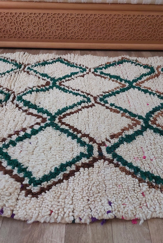 Authentic Vintage Azilal Berber Rug: Handcrafted Moroccan Small Runner For Living Room Or Kitchen MoroccanBazzArts