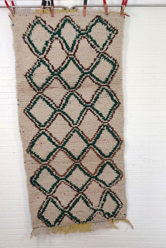 Authentic Vintage Azilal Berber Rug: Handcrafted Moroccan Small Runner For Living Room Or Kitchen MoroccanBazzArts