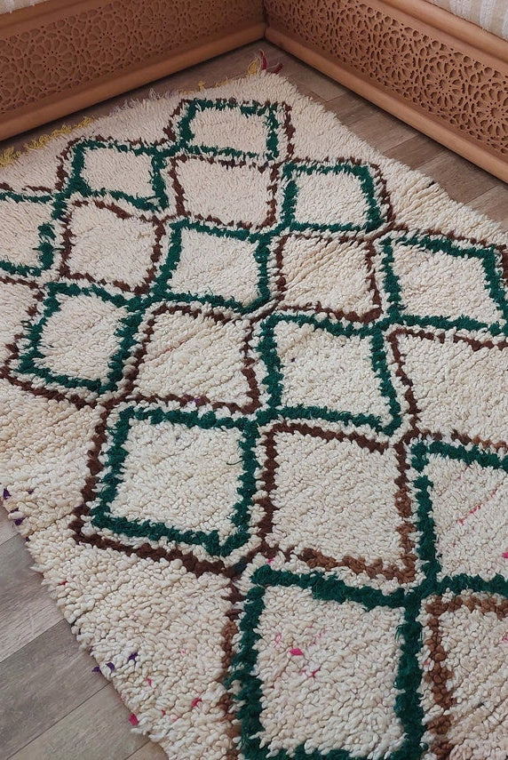 Authentic Vintage Azilal Berber Rug: Handcrafted Moroccan Small Runner For Living Room Or Kitchen MoroccanBazzArts
