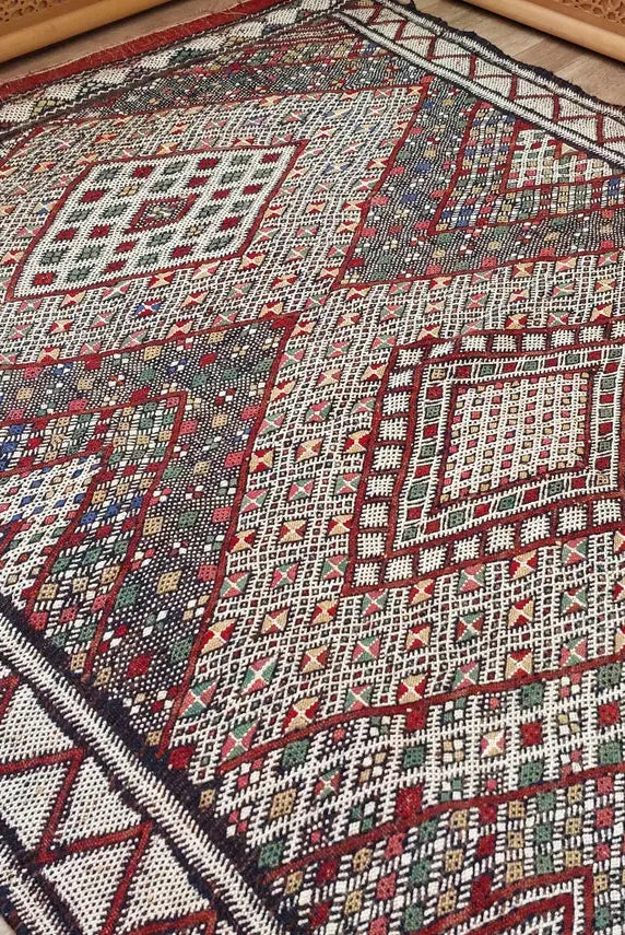 Rare Authentic Berber Beni Mguild Runner Rug: Handwoven Moroccan Kilim Tarahalt Artisan Carpet 4'1"x12'5" MoroccanBazzArts