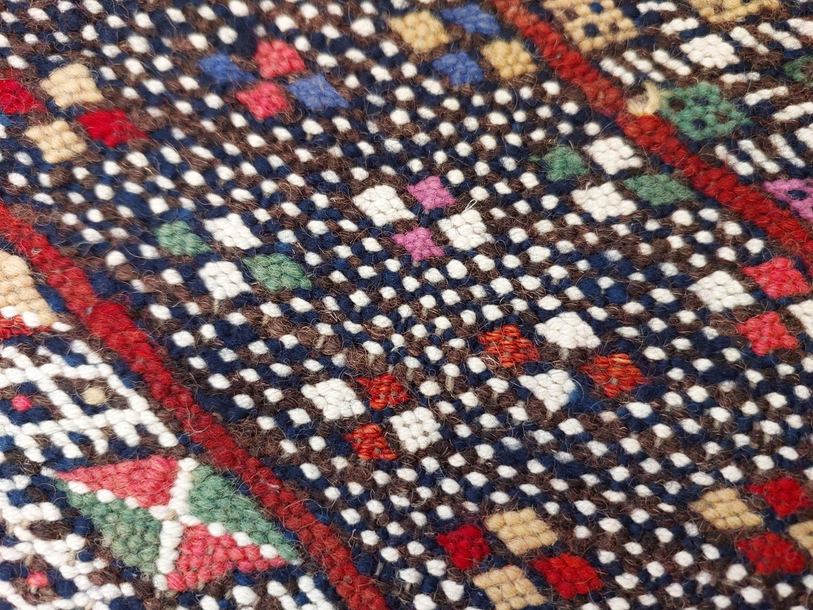 Rare Authentic Berber Beni Mguild Runner Rug: Handwoven Moroccan Kilim Tarahalt Artisan Carpet 4'1"x12'5" MoroccanBazzArts