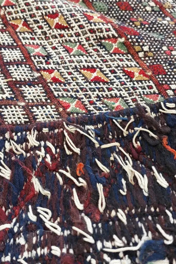 Rare Authentic Berber Beni Mguild Runner Rug: Handwoven Moroccan Kilim Tarahalt Artisan Carpet 4'1"x12'5" MoroccanBazzArts