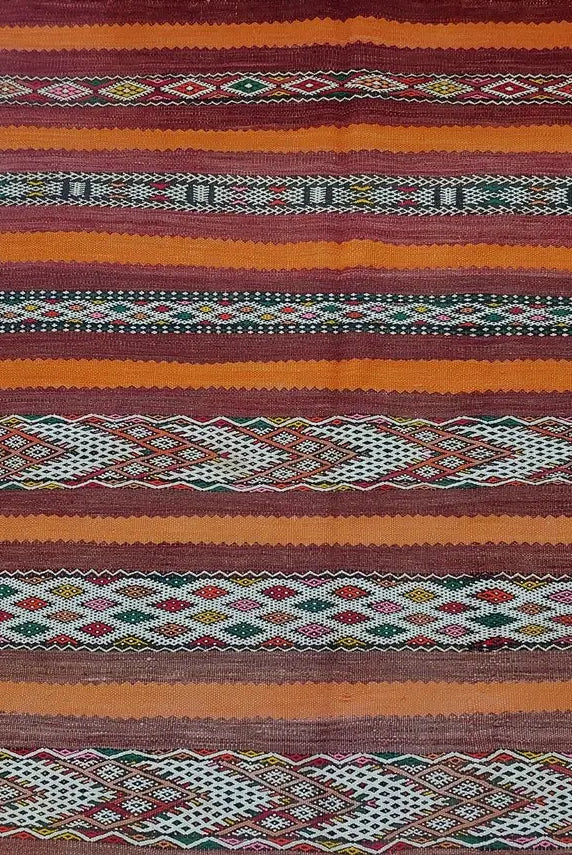 Moroccan Kilim Rug - Vintage Moroccan Rug - Flatweave Berber Rug - Kilim Rug - Hanbel Rug - Zemmour Tribe. MoroccanBazzArts