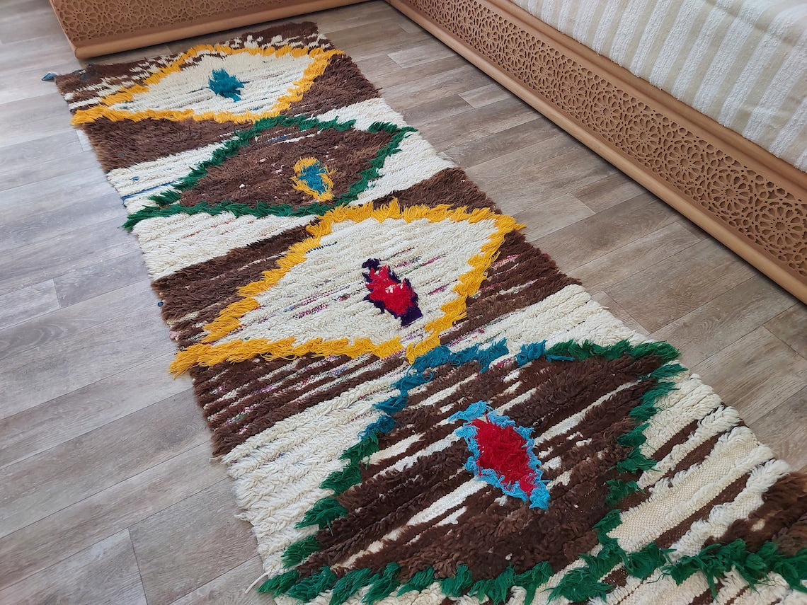 Moroccan Runner Rug - Azilal Style - Soft Rug - Bedside Rug, Moroccan Rug - 83x300 Cm MoroccanBazzArts