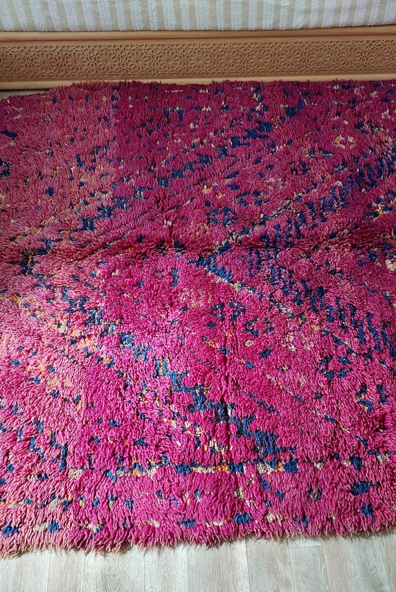 Moroccan Wool Rug Handknotted Vintage Berber: Large Reversible Geometric Carpet, Eclectic Patterned Decor MoroccanBazzArts