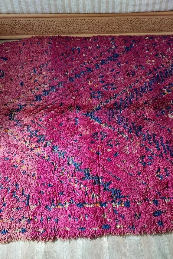 Moroccan Wool Rug Handknotted Vintage Berber: Large Reversible Geometric Carpet, Eclectic Patterned Decor MoroccanBazzArts
