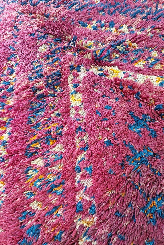 Moroccan Wool Rug Handknotted Vintage Berber: Large Reversible Geometric Carpet, Eclectic Patterned Decor MoroccanBazzArts