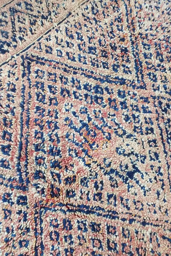 Vintage Moroccan Rug: Handknotted Wool Zayan Indigo Blue 7.3x11.7 Ft MoroccanBazzArts