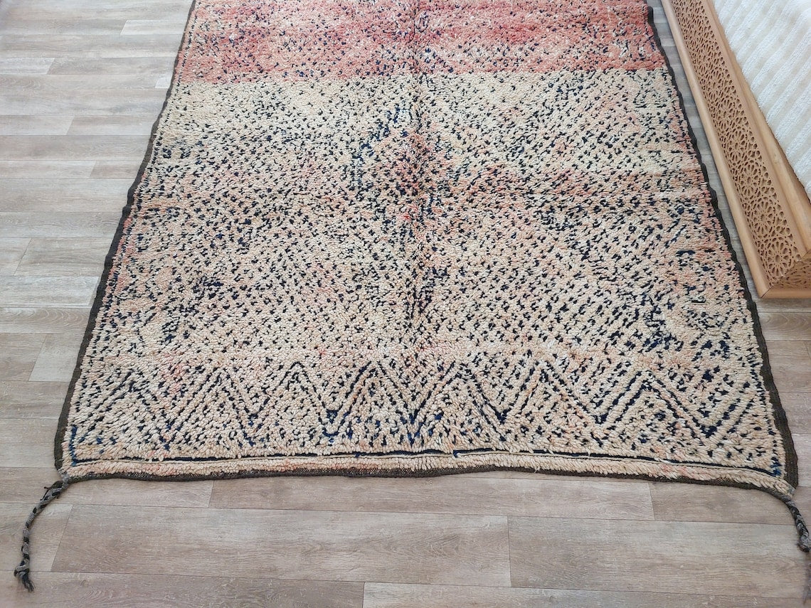 Vintage Reversible Moroccan Zayan Rug: Authentic Handmade Indigo Blue Area Carpet For Living Room (5.10x8.2 Ft) MoroccanBazzArts