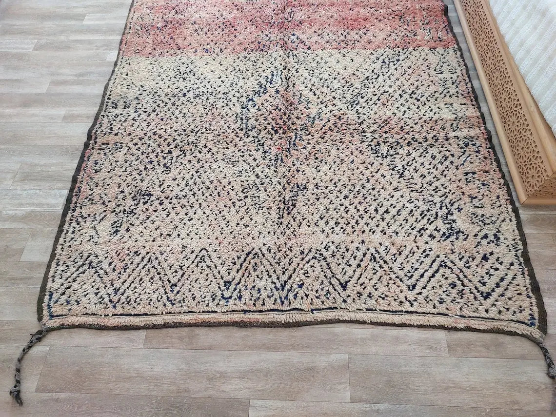 Vintage Reversible Moroccan Zayan Rug: Authentic Handmade Indigo Blue Area Carpet For Living Room (5.10x8.2 Ft) MoroccanBazzArts