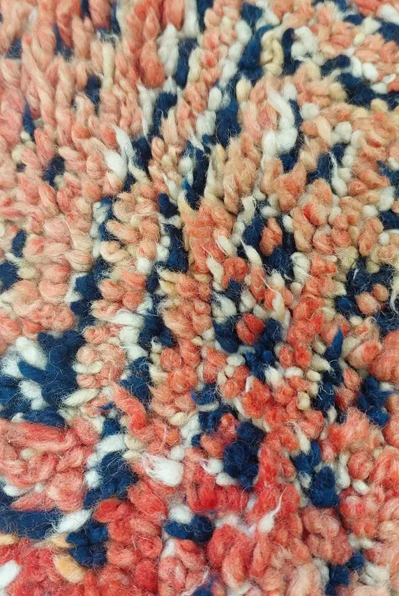 Vintage Reversible Moroccan Zayan Rug: Authentic Handmade Indigo Blue Area Carpet For Living Room (5.10x8.2 Ft) MoroccanBazzArts