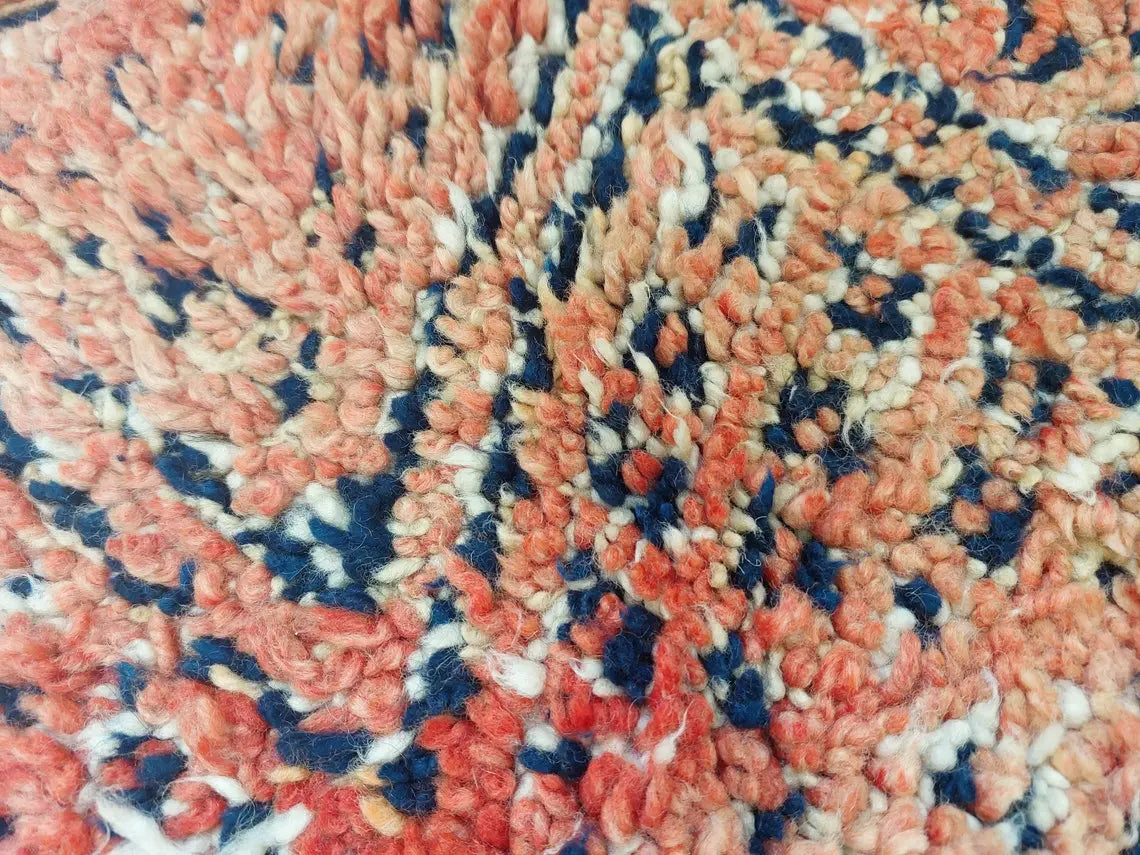 Vintage Reversible Moroccan Zayan Rug: Authentic Handmade Indigo Blue Area Carpet For Living Room (5.10x8.2 Ft) MoroccanBazzArts