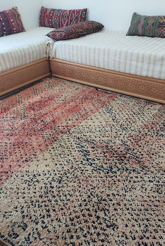 Vintage Reversible Moroccan Zayan Rug: Authentic Handmade Indigo Blue Area Carpet For Living Room (5.10x8.2 Ft) MoroccanBazzArts