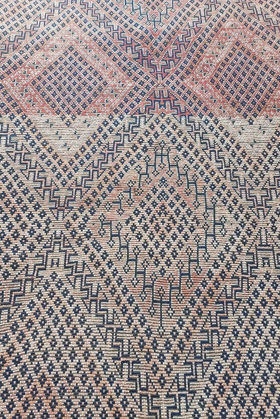 Vintage Reversible Moroccan Zayan Rug: Authentic Handmade Indigo Blue Area Carpet For Living Room (5.10x8.2 Ft) MoroccanBazzArts