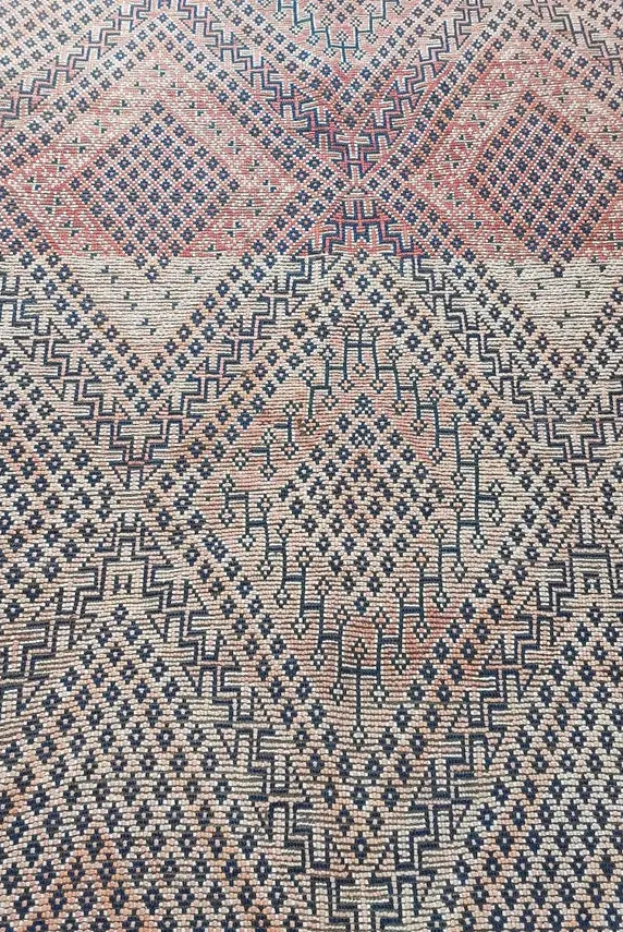 Vintage Reversible Moroccan Zayan Rug: Authentic Handmade Indigo Blue Area Carpet For Living Room (5.10x8.2 Ft) MoroccanBazzArts