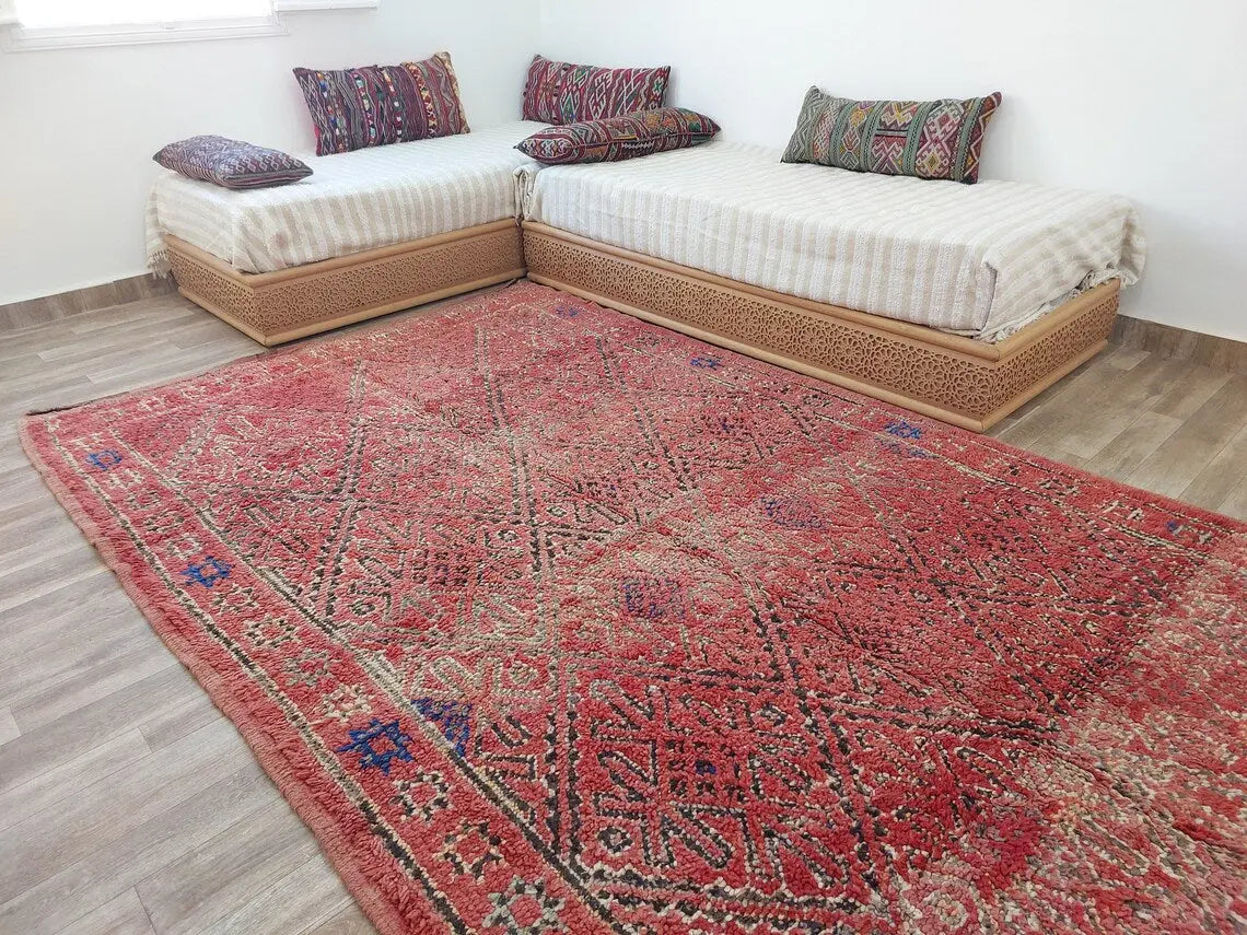 Authentic Zayan Tribe Handcrafted Berber Area Rug - Lamb Wool Moroccan Ourain For Living Room MoroccanBazzArts