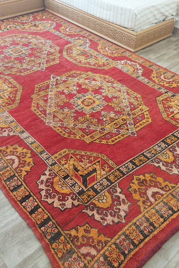 Moroccan Wool Rug Zayan Berber: Vintage Handmade Carpet 220x276 Cm Authentic Tribal Decor MoroccanBazzArts