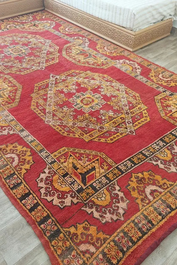 Moroccan Wool Rug Zayan Berber: Vintage Handmade Carpet 220x276 Cm Authentic Tribal Decor MoroccanBazzArts