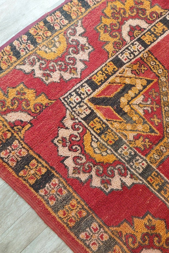 Moroccan Wool Rug Zayan Berber: Vintage Handmade Carpet 220x276 Cm Authentic Tribal Decor MoroccanBazzArts