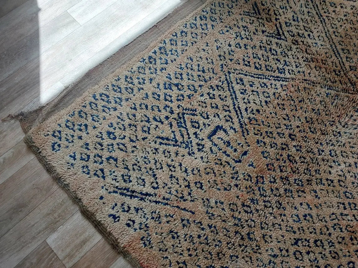 Vintage Moroccan Zayan Berber Rug: 70s Handmade Geometric Carpet for Living Room MoroccanBazzArts