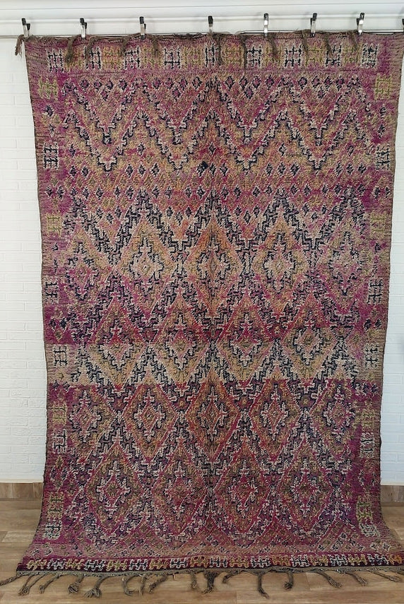 Authentic Vintage Moroccan Beni Mguild Rug - Reversible Handmade Berber Carpet For Living Room (6'2"X9'5") MoroccanBazzArts
