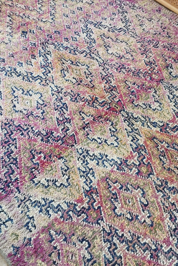 Authentic Vintage Moroccan Beni Mguild Rug - Reversible Handmade Berber Carpet For Living Room (6'2"X9'5") MoroccanBazzArts