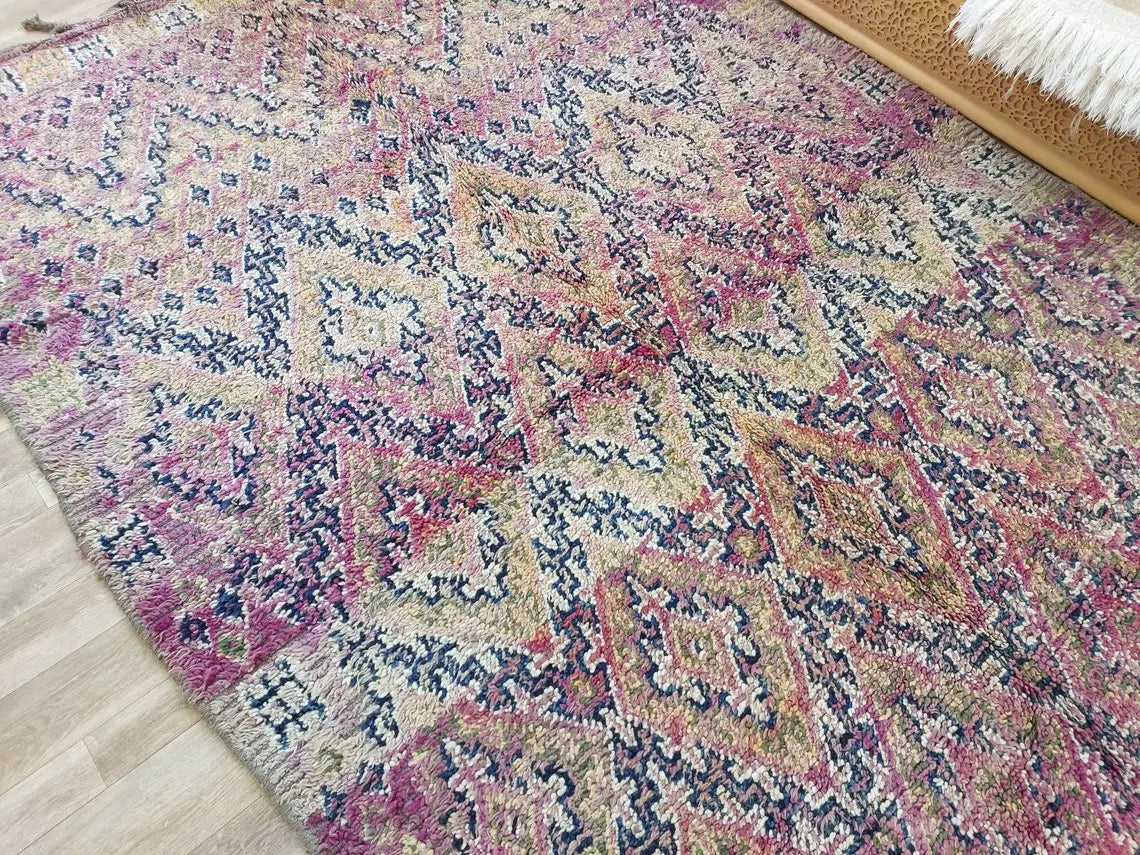 Authentic Vintage Moroccan Beni Mguild Rug - Reversible Handmade Berber Carpet For Living Room (6'2"X9'5") MoroccanBazzArts