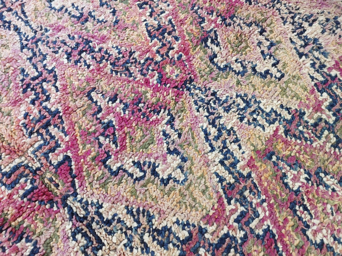 Authentic Vintage Moroccan Beni Mguild Rug - Reversible Handmade Berber Carpet For Living Room (6'2"X9'5") MoroccanBazzArts