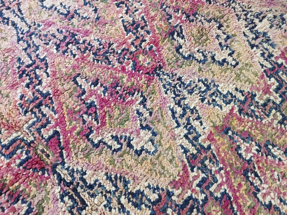 Authentic Vintage Moroccan Beni Mguild Rug - Reversible Handmade Berber Carpet For Living Room (6'2"X9'5") MoroccanBazzArts