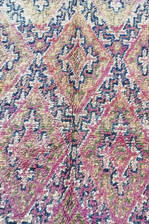 Authentic Vintage Moroccan Beni Mguild Rug - Reversible Handmade Berber Carpet For Living Room (6'2"X9'5") MoroccanBazzArts