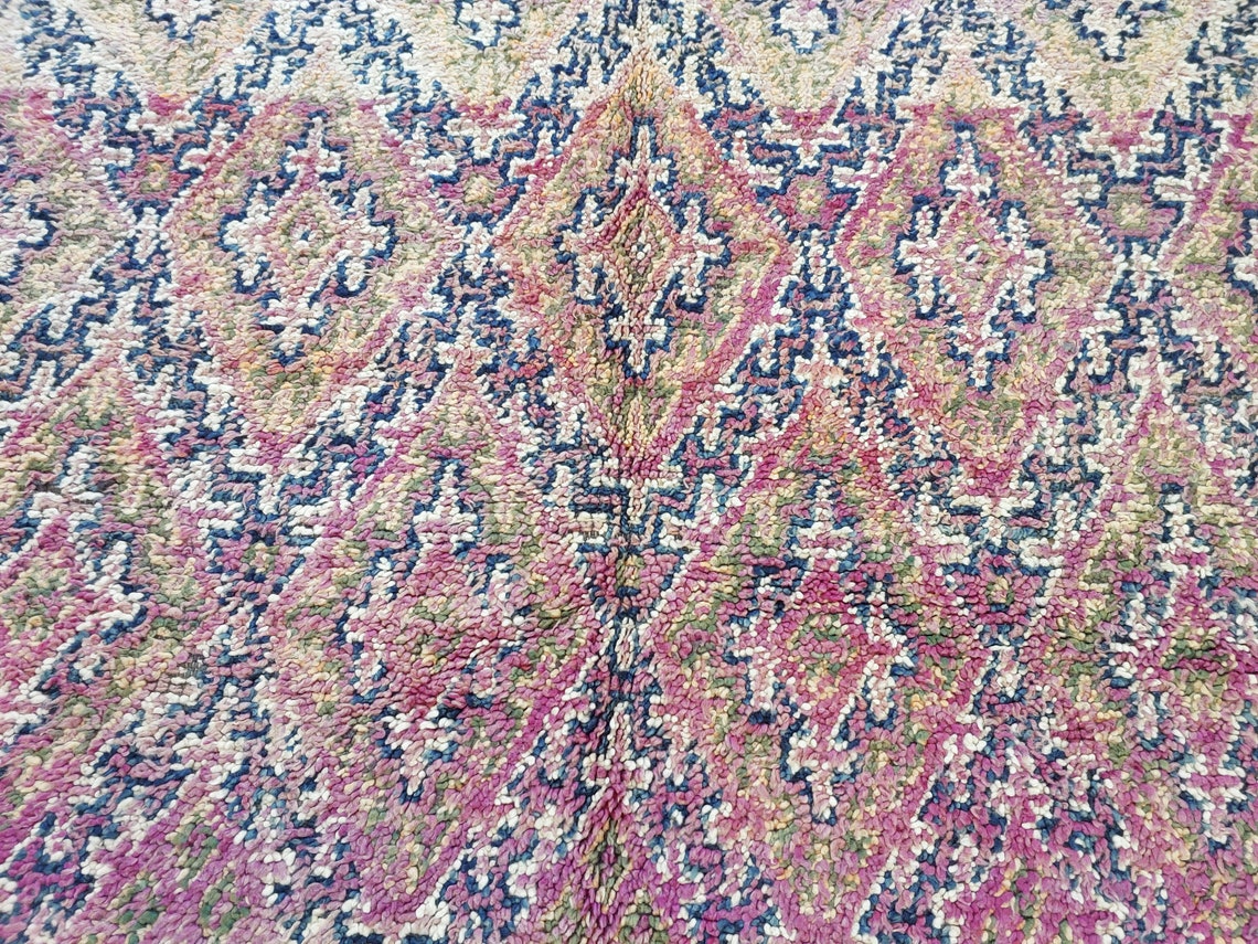 Authentic Vintage Moroccan Beni Mguild Rug - Reversible Handmade Berber Carpet For Living Room (6'2"X9'5") MoroccanBazzArts