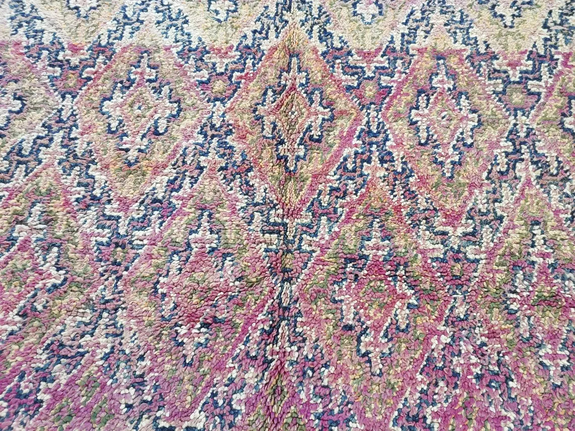 Authentic Vintage Moroccan Beni Mguild Rug - Reversible Handmade Berber Carpet For Living Room (6'2"X9'5") MoroccanBazzArts