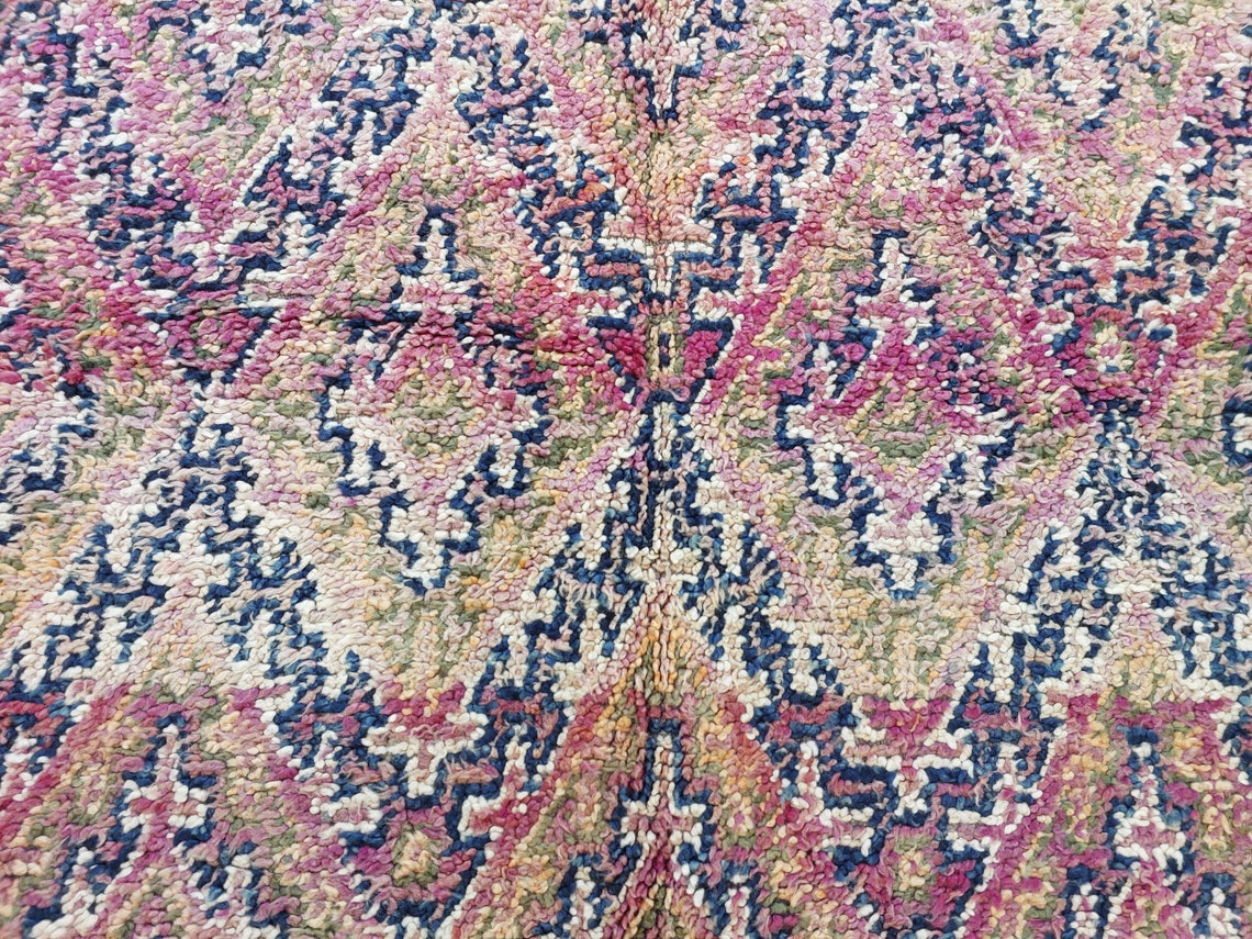 Authentic Vintage Moroccan Beni Mguild Rug - Reversible Handmade Berber Carpet For Living Room (6'2"X9'5") MoroccanBazzArts