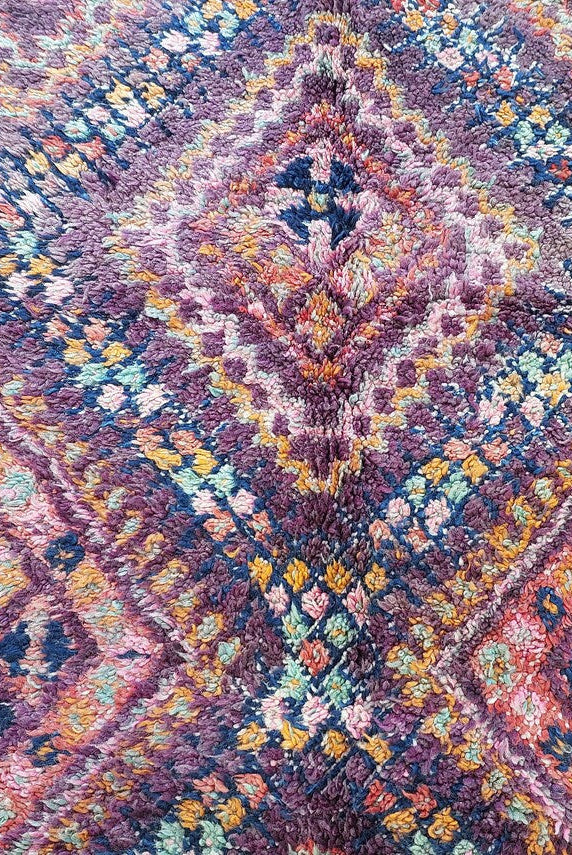 Mid Century Rug Handmade Wool: Vintage Moroccan Beni Mtir, Reversible, Earthy Colorful Statement Carpet MoroccanBazzArts