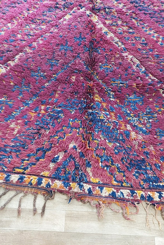 Moroccan Wool Rug Handknotted Vintage Berber: Large Reversible Geometric Carpet, Eclectic Patterned Decor MoroccanBazzArts