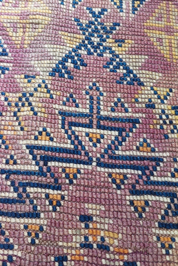 Moroccan Wool Rug Handknotted Vintage Berber: Large Reversible Geometric Carpet, Eclectic Patterned Decor MoroccanBazzArts