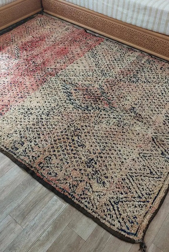 Vintage Reversible Moroccan Zayan Rug: Authentic Handmade Indigo Blue Area Carpet For Living Room (5.10x8.2 Ft) MoroccanBazzArts