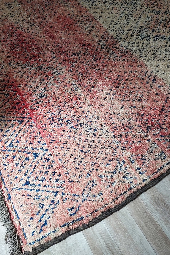 Vintage Reversible Moroccan Zayan Rug: Authentic Handmade Indigo Blue Area Carpet For Living Room (5.10x8.2 Ft) MoroccanBazzArts