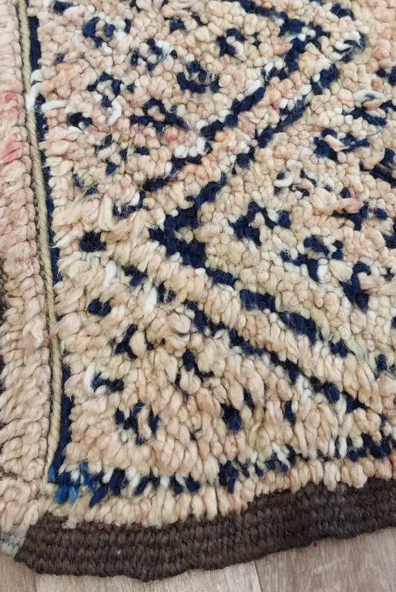 Vintage Reversible Moroccan Zayan Rug: Authentic Handmade Indigo Blue Area Carpet For Living Room (5.10x8.2 Ft) MoroccanBazzArts