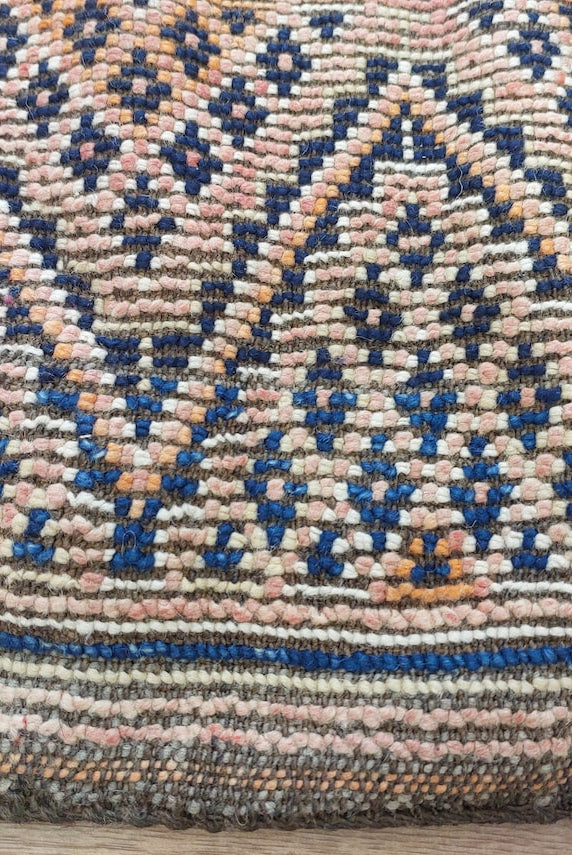 Vintage Reversible Moroccan Zayan Rug: Authentic Handmade Indigo Blue Area Carpet For Living Room (5.10x8.2 Ft) MoroccanBazzArts