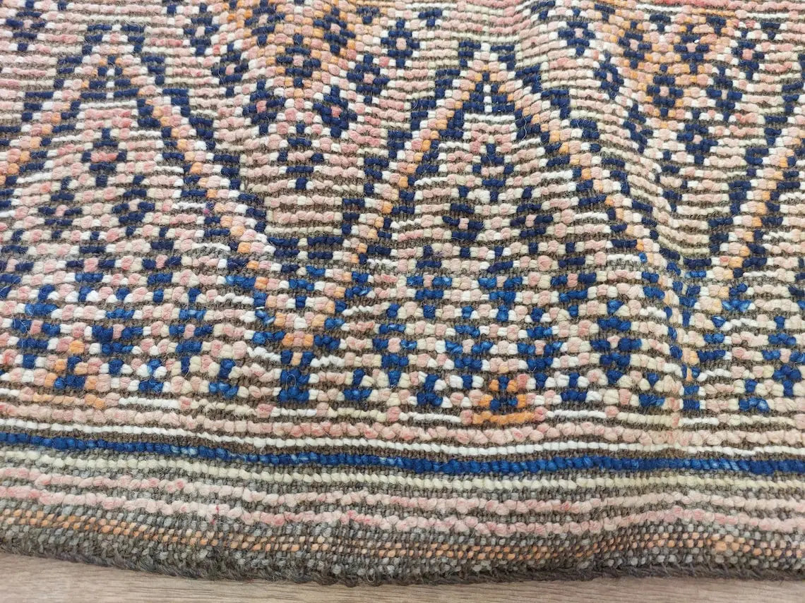 Vintage Reversible Moroccan Zayan Rug: Authentic Handmade Indigo Blue Area Carpet For Living Room (5.10x8.2 Ft) MoroccanBazzArts