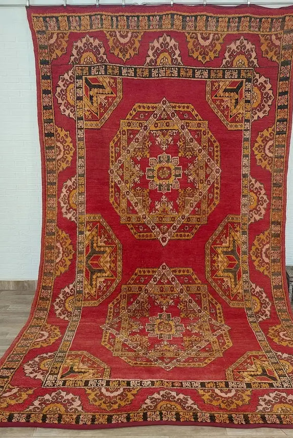 Moroccan Wool Rug Zayan Berber: Vintage Handmade Carpet 220x276 Cm Authentic Tribal Decor MoroccanBazzArts