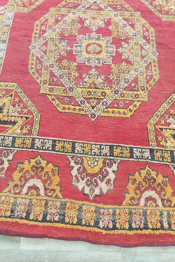 Moroccan Wool Rug Zayan Berber: Vintage Handmade Carpet 220x276 Cm Authentic Tribal Decor MoroccanBazzArts