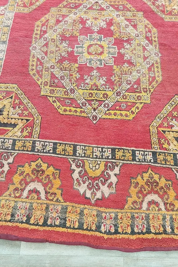 Moroccan Wool Rug Zayan Berber: Vintage Handmade Carpet 220x276 Cm Authentic Tribal Decor MoroccanBazzArts