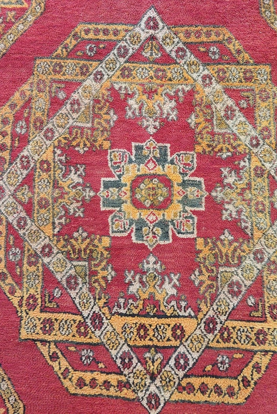 Moroccan Wool Rug Zayan Berber: Vintage Handmade Carpet 220x276 Cm Authentic Tribal Decor MoroccanBazzArts