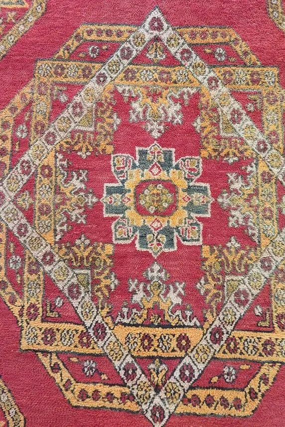 Moroccan Wool Rug Zayan Berber: Vintage Handmade Carpet 220x276 Cm Authentic Tribal Decor MoroccanBazzArts
