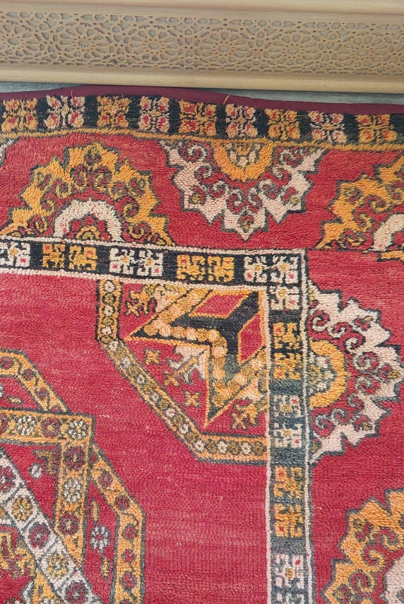 Moroccan Wool Rug Zayan Berber: Vintage Handmade Carpet 220x276 Cm Authentic Tribal Decor MoroccanBazzArts