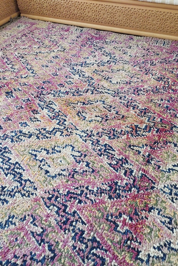 Authentic Vintage Moroccan Beni Mguild Rug - Reversible Handmade Berber Carpet For Living Room (6'2"X9'5") MoroccanBazzArts