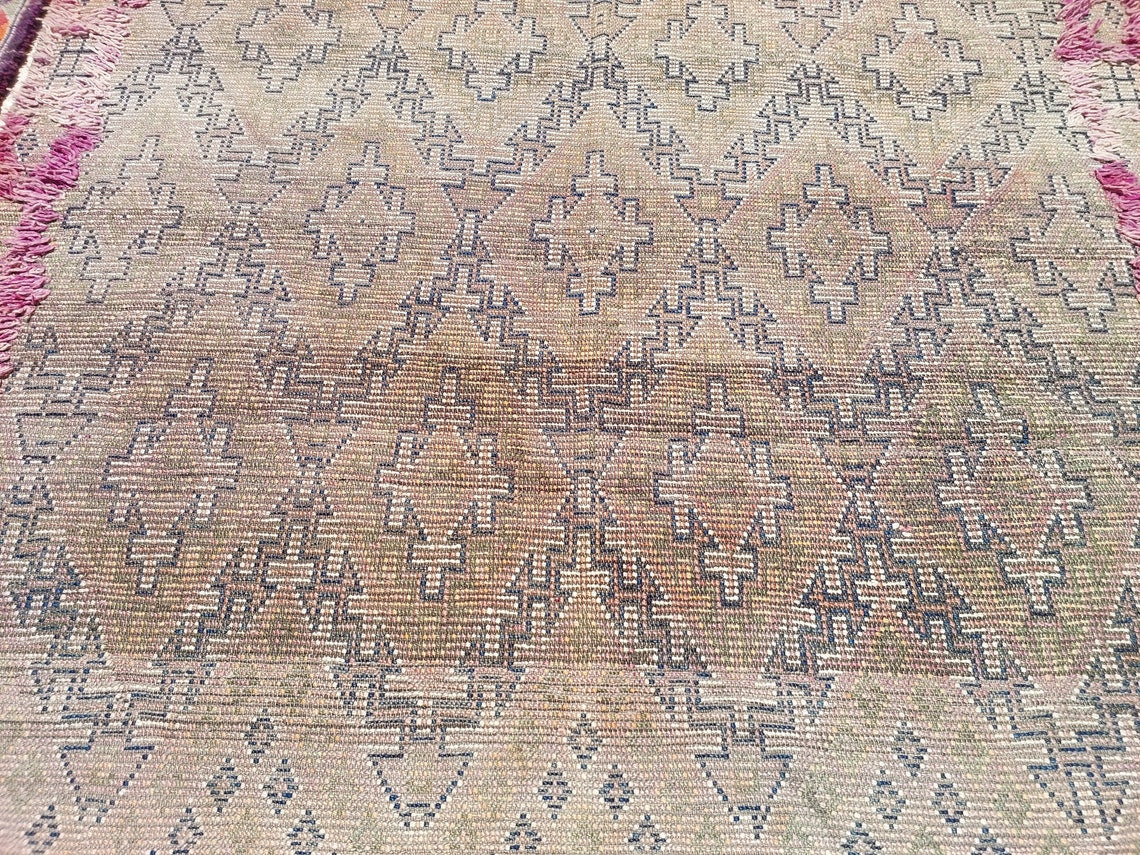 Authentic Vintage Moroccan Beni Mguild Rug - Reversible Handmade Berber Carpet For Living Room (6'2"X9'5") MoroccanBazzArts