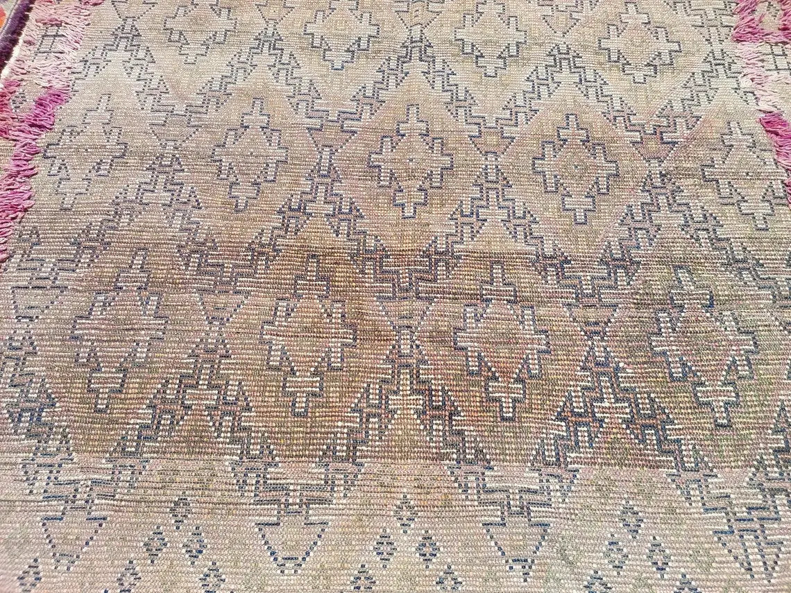 Authentic Vintage Moroccan Beni Mguild Rug - Reversible Handmade Berber Carpet For Living Room (6'2"X9'5") MoroccanBazzArts